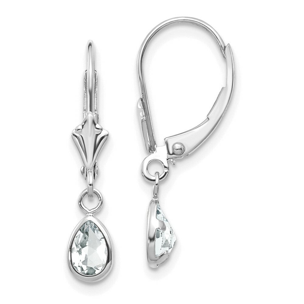 14K White Gold 6x4mm White Zircon April Earrings 1.04-Carat tw
