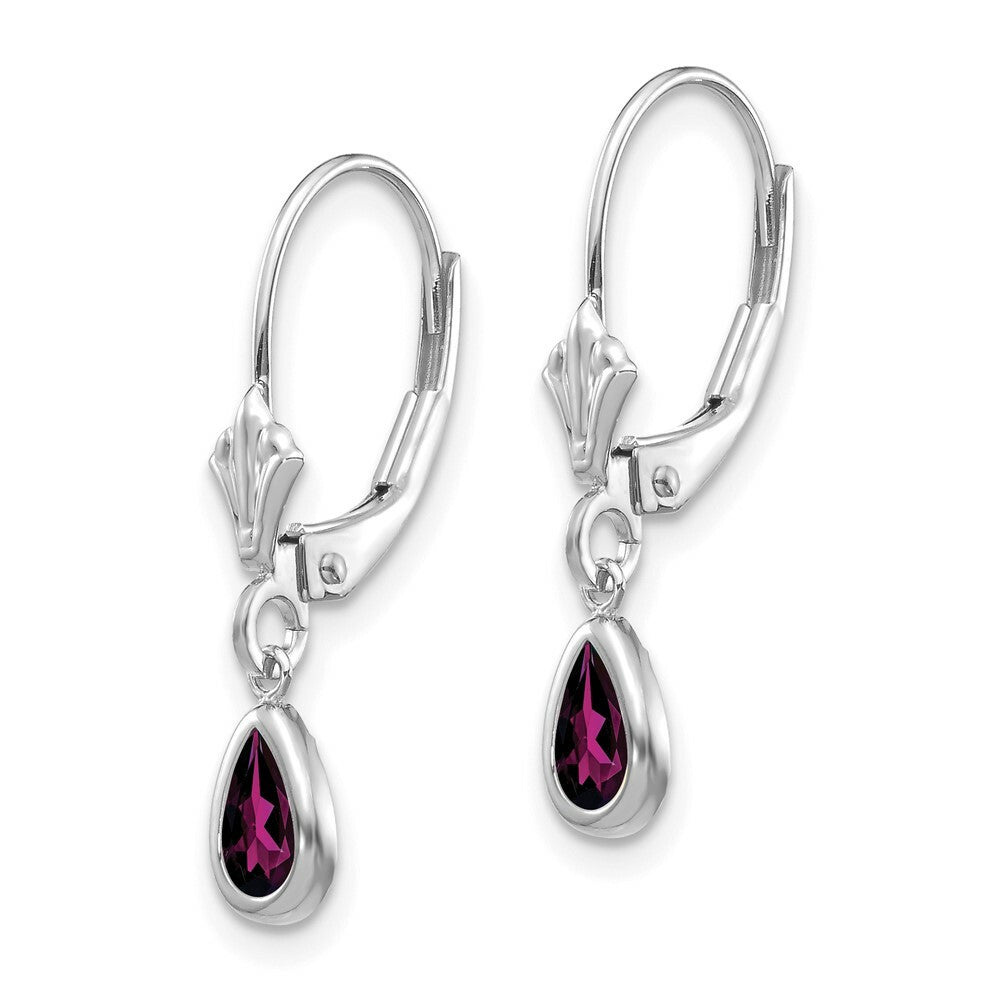 14K White Gold 6x4mm Rhodolite Garnet/June Earrings 1.1-Carat tw