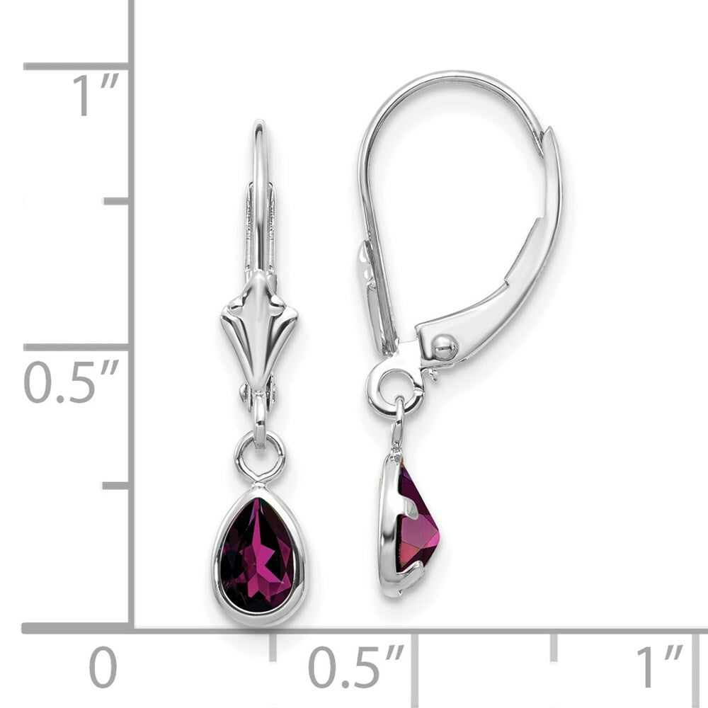 14K White Gold 6x4mm Rhodolite Garnet/June Earrings 1.1-Carat tw