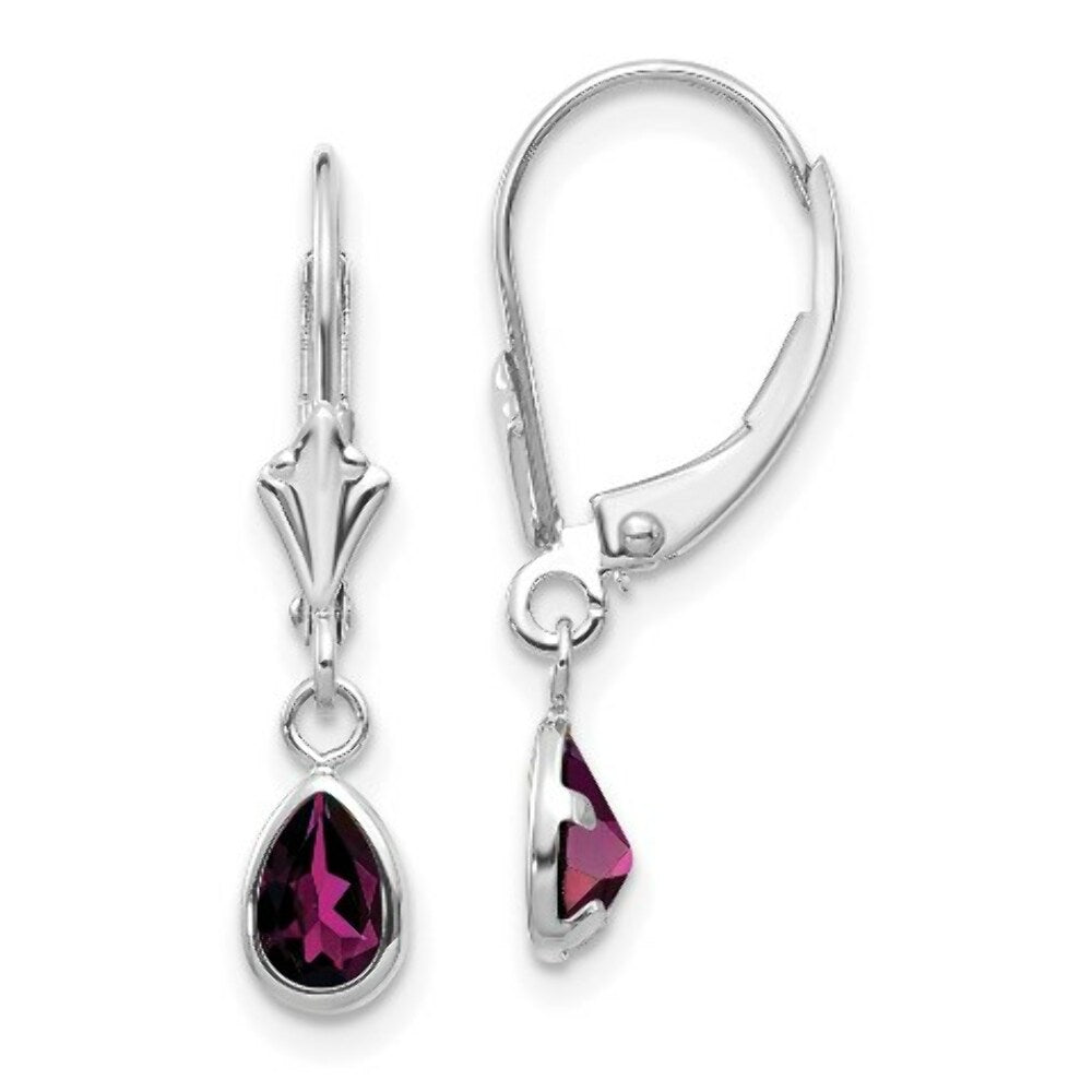 14K White Gold 6x4mm Rhodolite Garnet/June Earrings 1.1-Carat tw