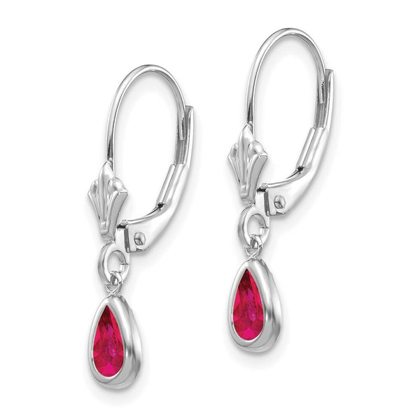 14K White Gold 6x4mm July Ruby Earrings 1.08-Carat tw