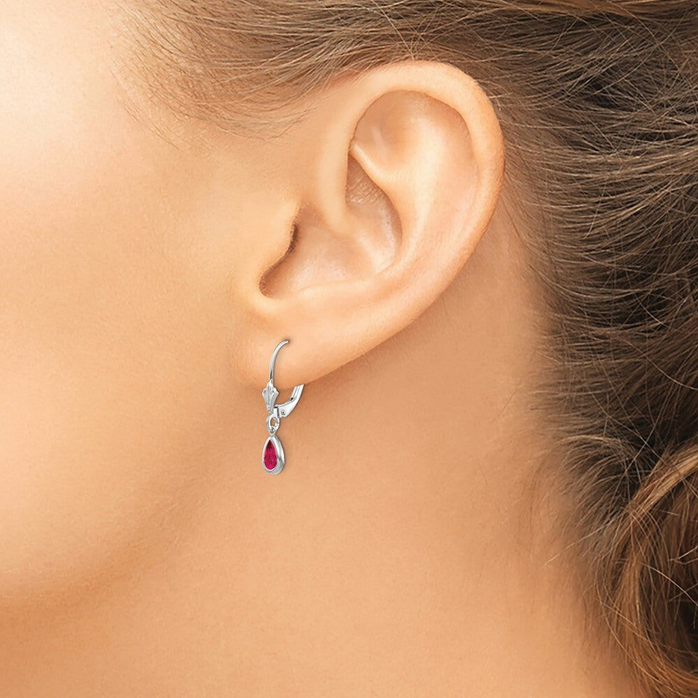 14K White Gold 6x4mm July Ruby Earrings 1.08-Carat tw
