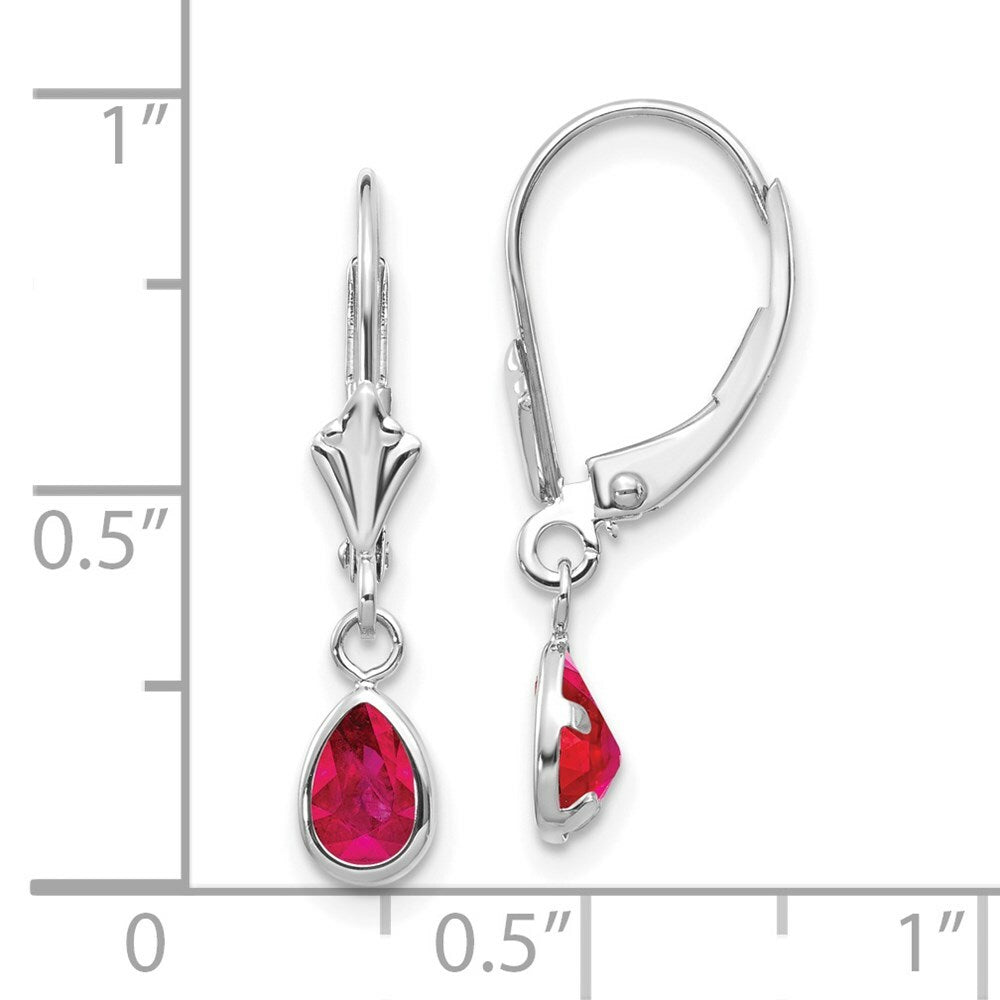 14K White Gold 6x4mm July Ruby Earrings 1.08-Carat tw
