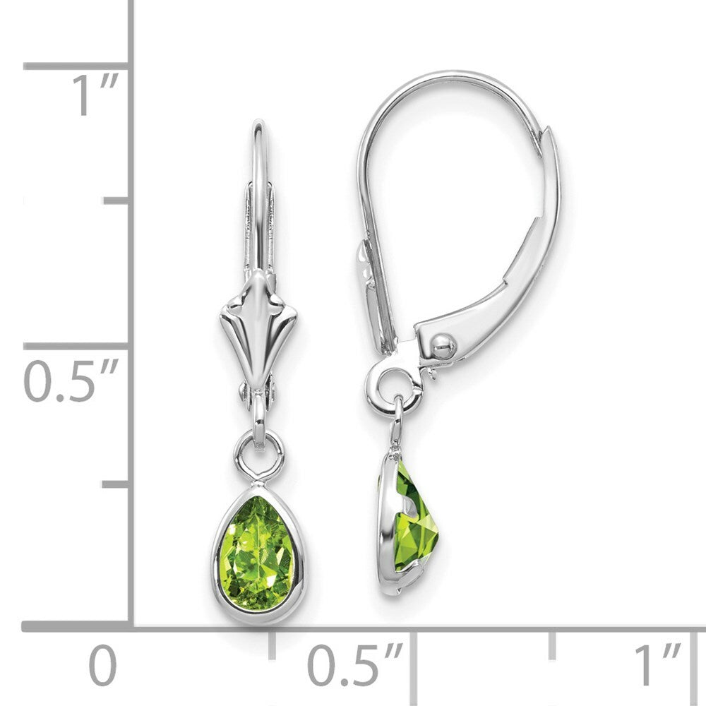14K White Gold 6x4mm Peridot August Earrings 0.8-Carat tw