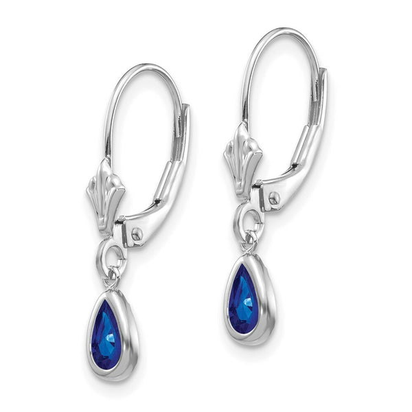 14K White Gold 6x4mm Blue Sapphire September Birthstone Earrings 1.16-Carat tw