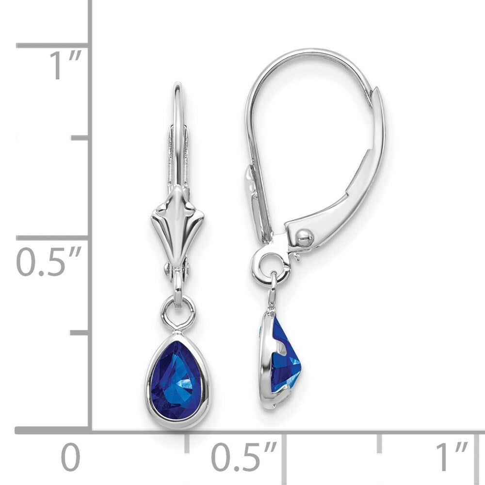 14K White Gold 6x4mm Blue Sapphire September Birthstone Earrings 1.16-Carat tw