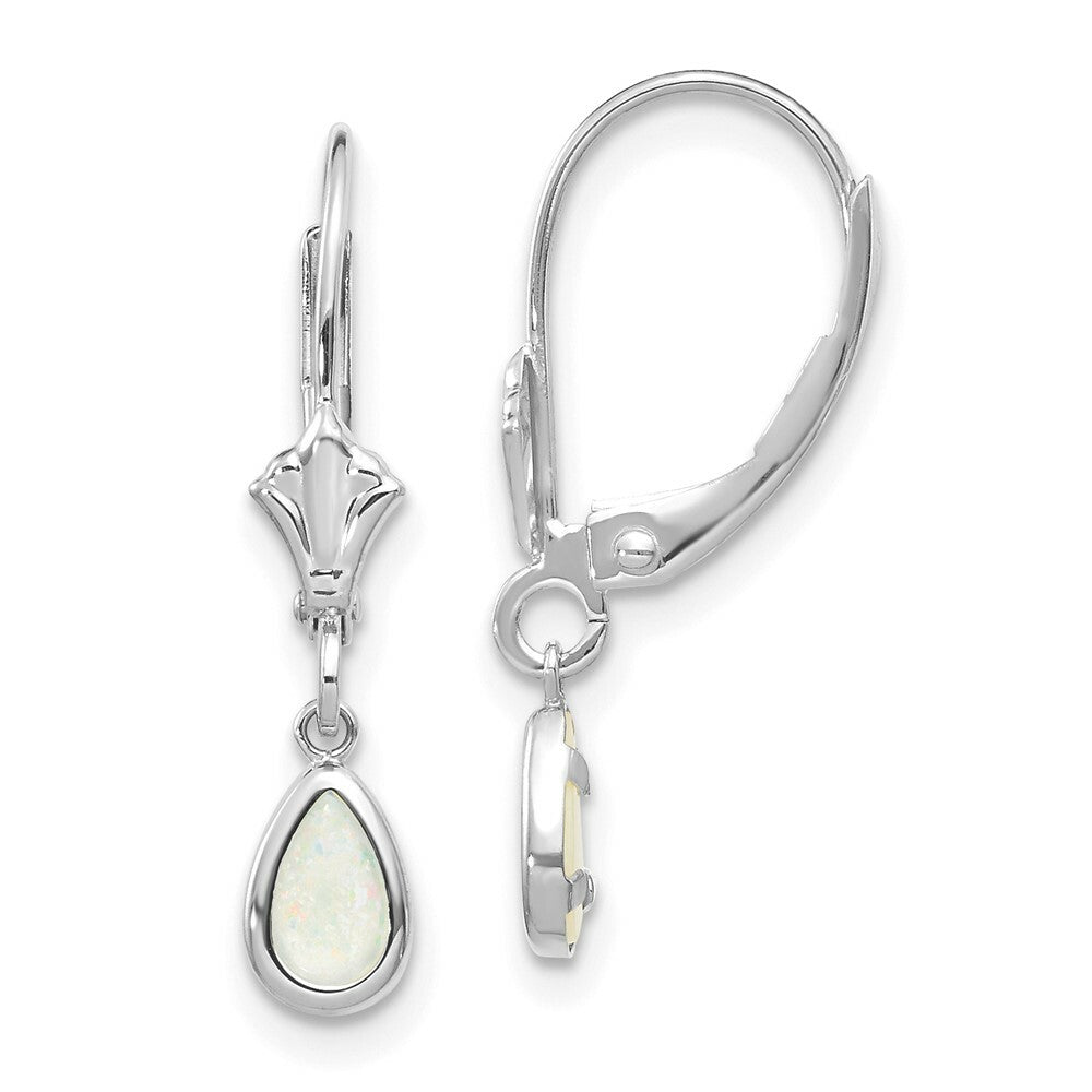 14K White Gold 6x4mm Opal October Birthstone Earrings 0.5-Carat tw