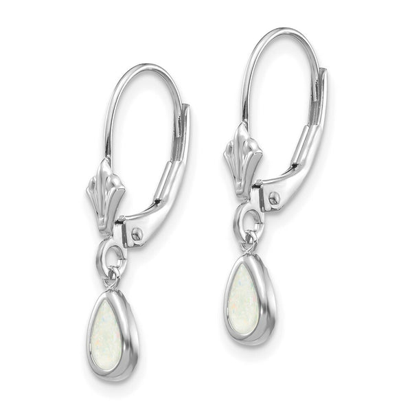 14K White Gold 6x4mm Opal October Birthstone Earrings 0.5-Carat tw