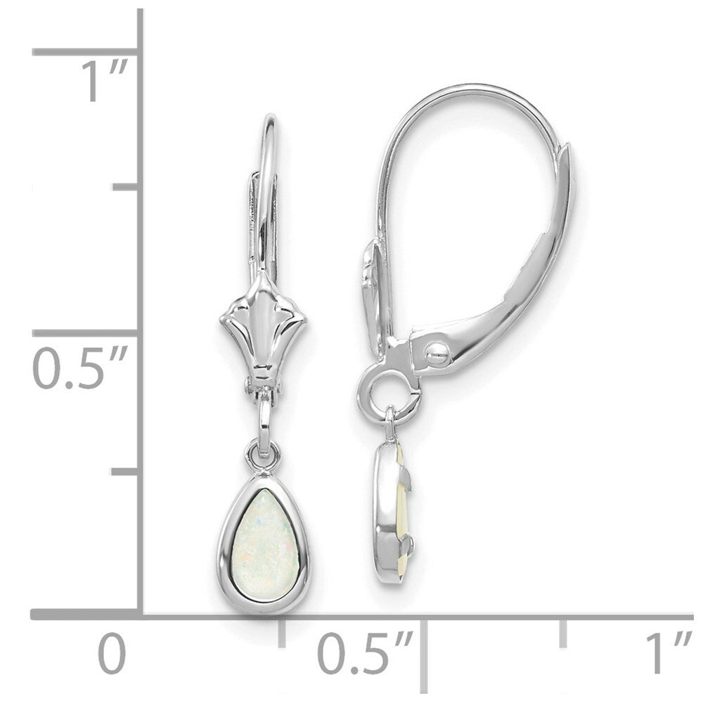 14K White Gold 6x4mm Opal October Birthstone Earrings 0.5-Carat tw