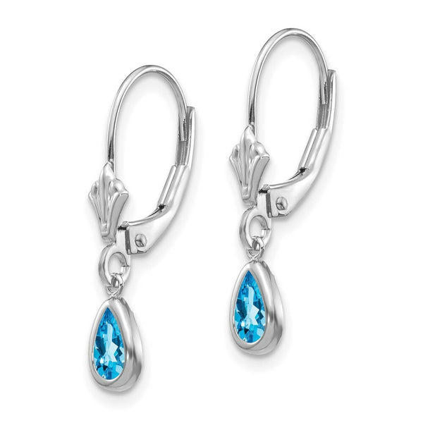 14K White Gold 6x4mm Blue Topaz December Earrings 1.1-Carat tw