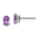 Load image into Gallery viewer, 14K White Gold 6x4 Oval February/Amethyst Post Earrings
