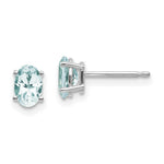 Load image into Gallery viewer, 14K White Gold 6x4 Oval March/Aquamarine Post Earrings

