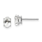 Load image into Gallery viewer, 14K White Gold 6x4 Oval April/White Zircon Post Earrings
