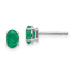 Load image into Gallery viewer, 14K White Gold 6x4mm Emerald Earrings 1-Carat tw
