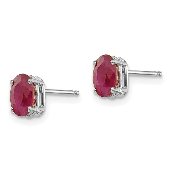 14K White Gold 6x4 Oval JulYellow and Roseuby Post Earrings