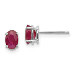 Load image into Gallery viewer, 14K White Gold 6x4 Oval JulYellow and Roseuby Post Earrings
