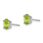 Load image into Gallery viewer, 14K White Gold 6x4 Oval August/Peridot Post Earrings
