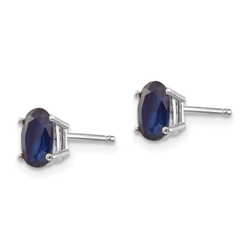 14K White Gold 6x4mm Blue Sapphire Earrings 1.36-Carat tw