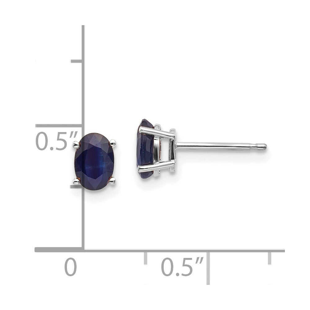 14K White Gold 6x4mm Blue Sapphire Earrings 1.36-Carat tw