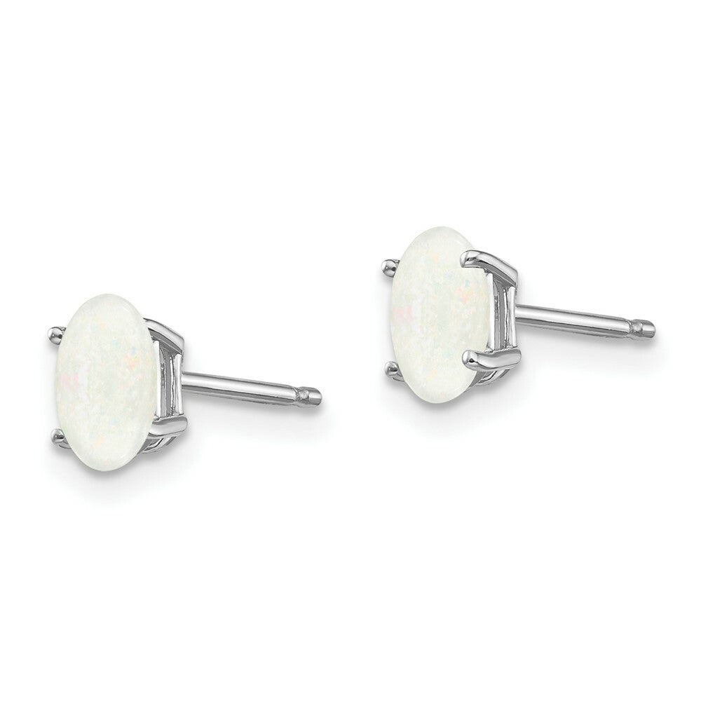 14K White Gold 6x4mm Opal Earrings 0.6-Carat tw