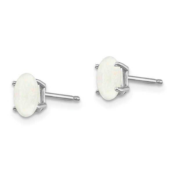 14K White Gold 6x4mm Opal Earrings 0.6-Carat tw