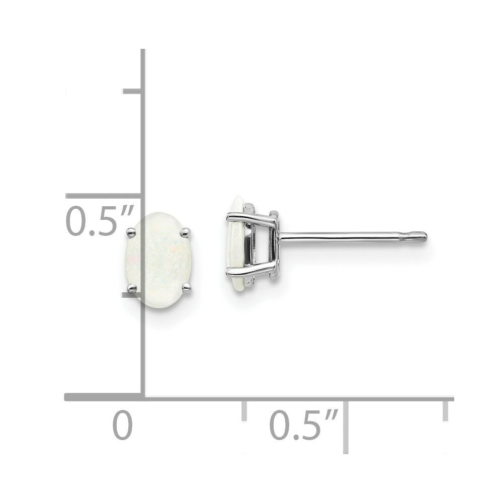 14K White Gold 6x4mm Opal Earrings 0.6-Carat tw