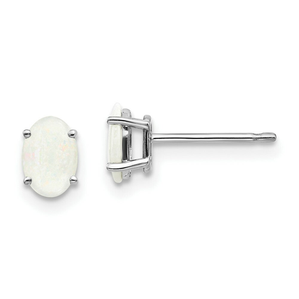 14K White Gold 6x4mm Opal Earrings 0.6-Carat tw