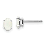 Load image into Gallery viewer, 14K White Gold 6x4mm Opal Earrings 0.6-Carat tw
