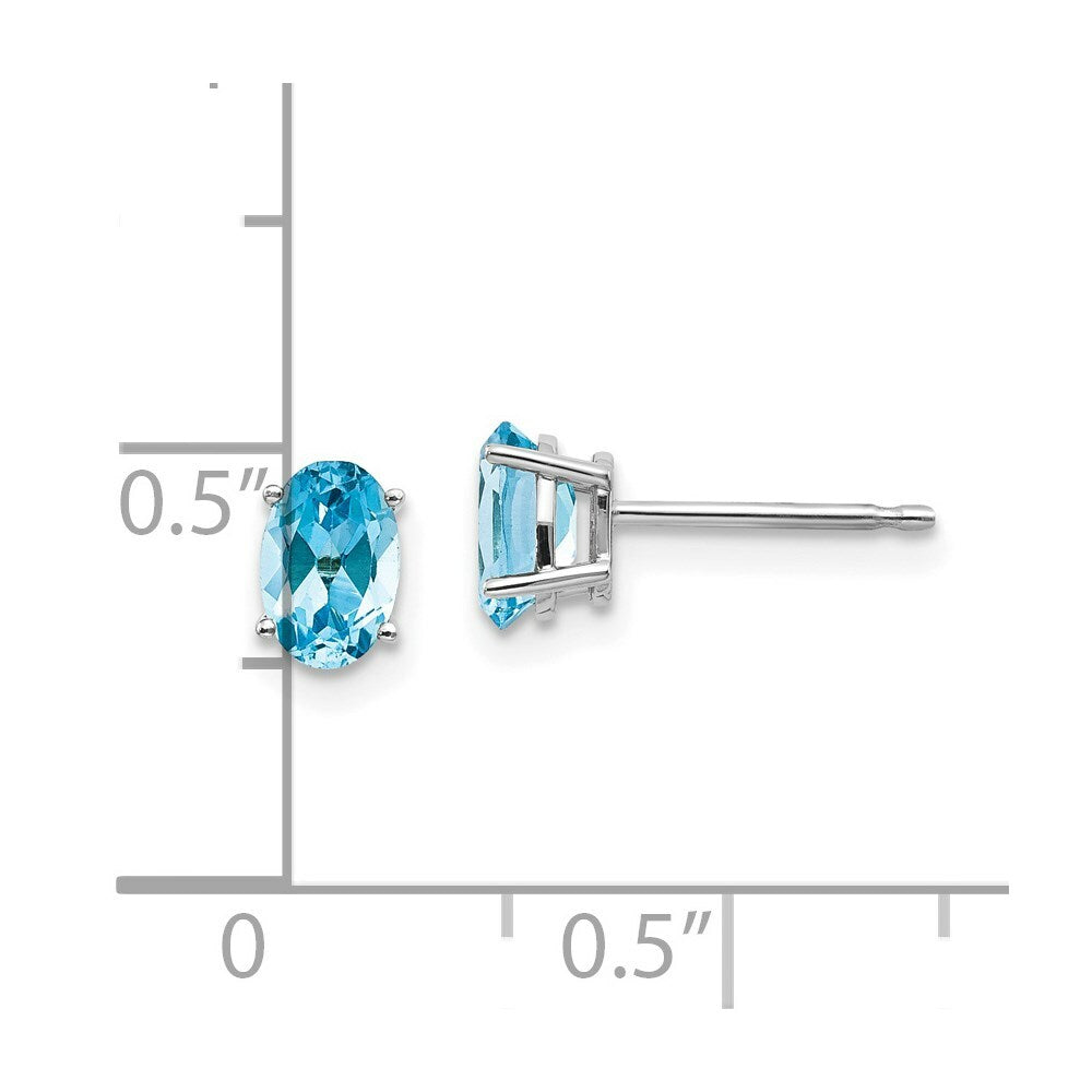 14K White Gold 6x4mm December/Blue Topaz Post Earrings