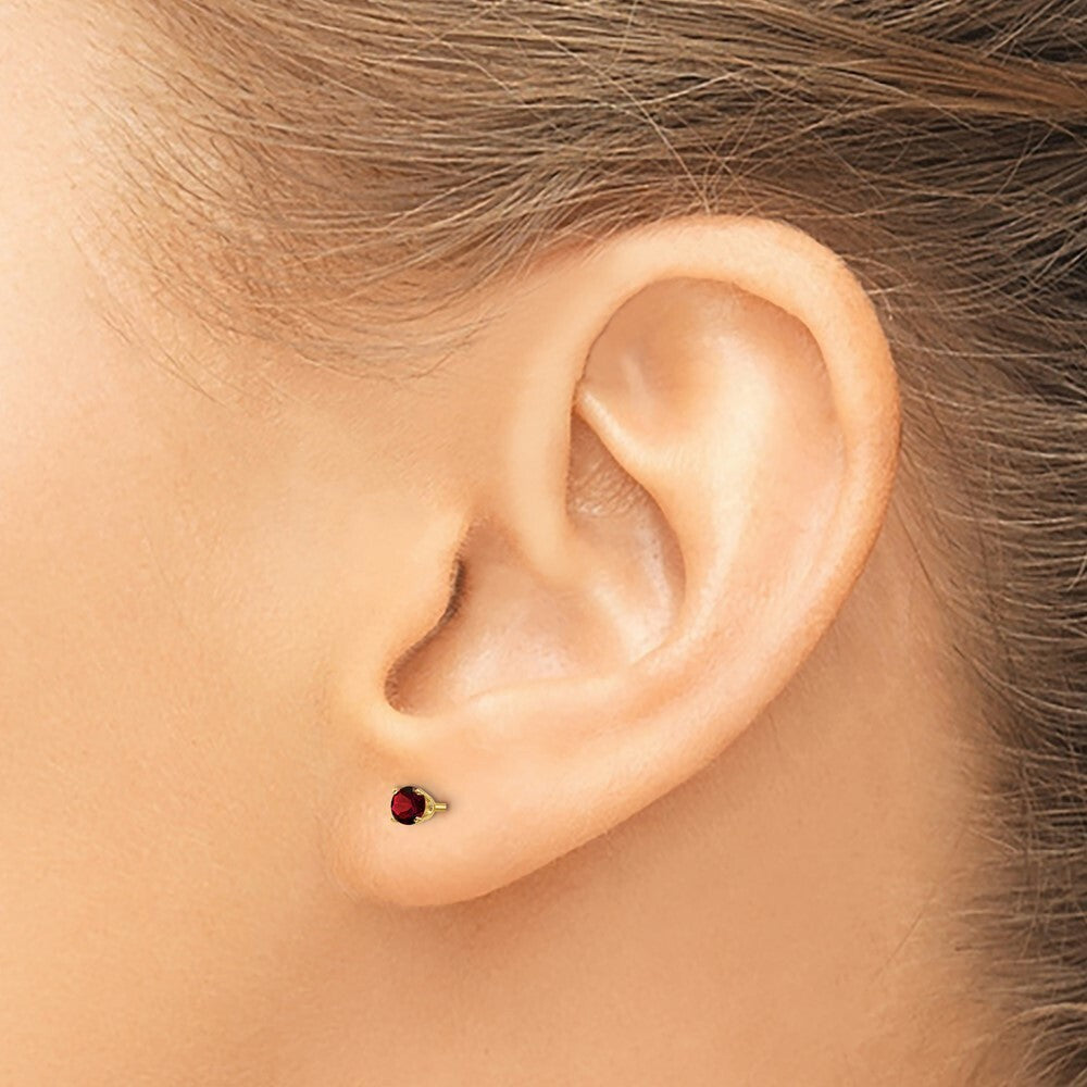 14K Yellow Gold 3mm January/Garnet Post Earrings, 1/3-Carat Gemweight