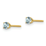 Load image into Gallery viewer, 14K Yellow Gold 3mm March/Aquamarine Post Earrings, 1/5-Carat Gemweight
