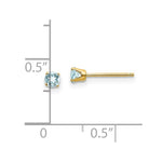 Load image into Gallery viewer, 14K Yellow Gold 3mm March/Aquamarine Post Earrings, 1/5-Carat Gemweight
