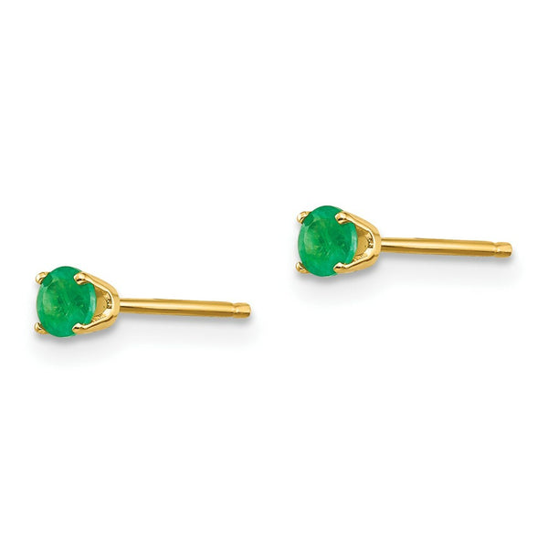 14k Yellow Gold 3mm May/Emerald Post Earrings, 1/4-Carat Gemweight