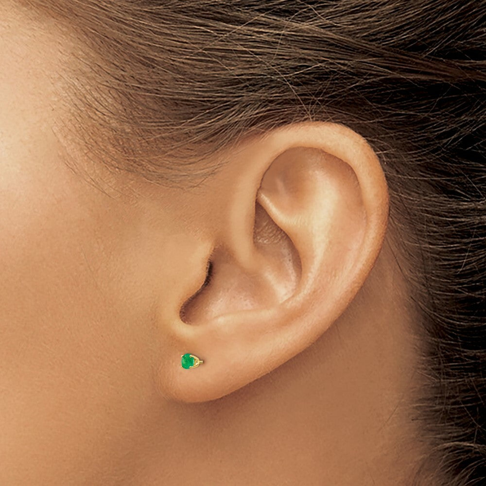 14k Yellow Gold 3mm May/Emerald Post Earrings, 1/4-Carat Gemweight