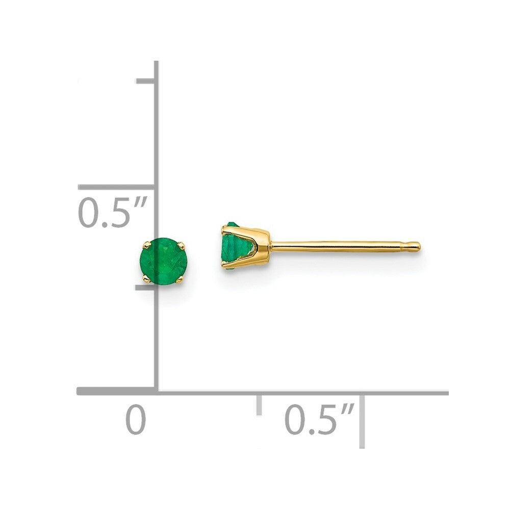 14k Yellow Gold 3mm May/Emerald Post Earrings, 1/4-Carat Gemweight