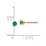 Load image into Gallery viewer, 14k Yellow Gold 3mm May/Emerald Post Earrings, 1/4-Carat Gemweight
