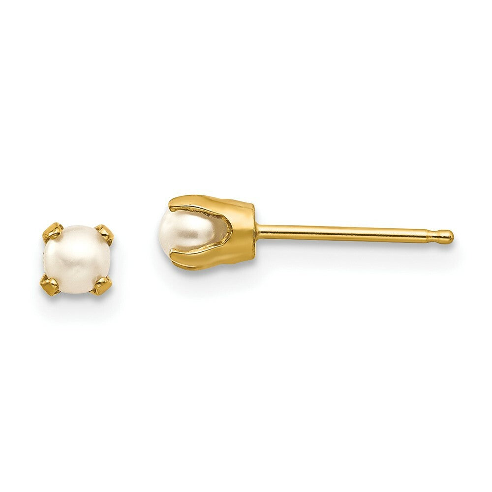 14K Yellow Gold 3mm June/Freshwater Cultured Pearl Post Earrings