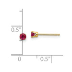Load image into Gallery viewer, 14K Yellow Gold 3mm July/Ruby Post Earrings, 1/3-Carat Gemweight
