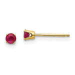Load image into Gallery viewer, 14K Yellow Gold 3mm July/Ruby Post Earrings, 1/3-Carat Gemweight
