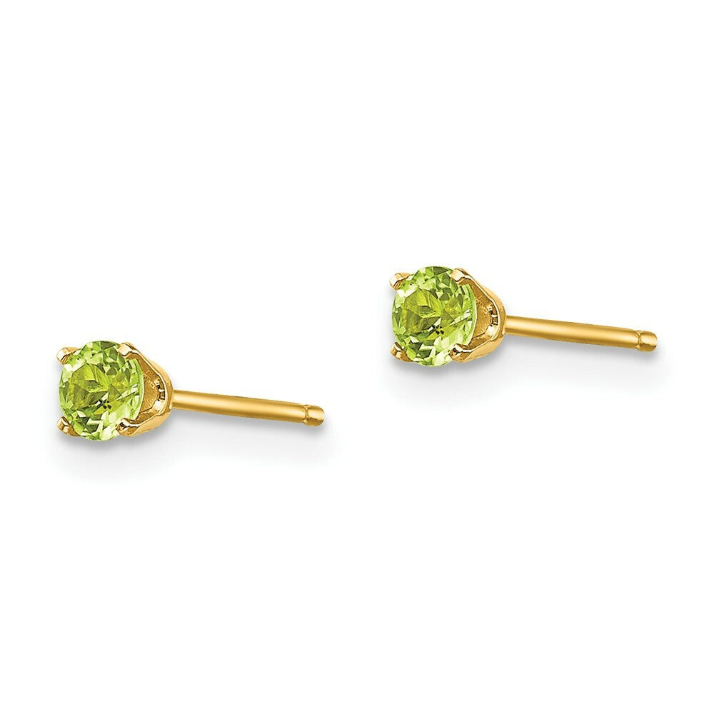 14K Yellow Gold 3mm August/Peridot Post Earrings, 1/4-Carat Gemweight