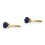 Load image into Gallery viewer, 14K Yellow Gold 3mm September/Sapphire Post Earrings, 3/8-Carat Gemweight
