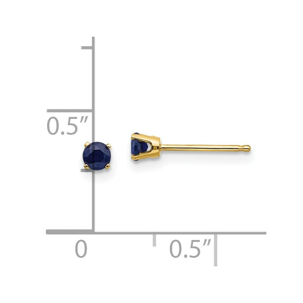 14K Yellow Gold 3mm September/Sapphire Post Earrings, 3/8-Carat Gemweight