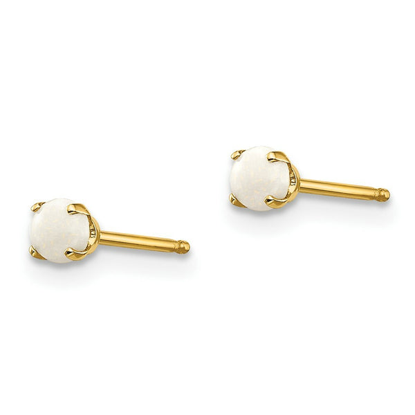 14K Yellow Gold 3mm October/Opal Post Earrings, 0.16-Carat Gemweight