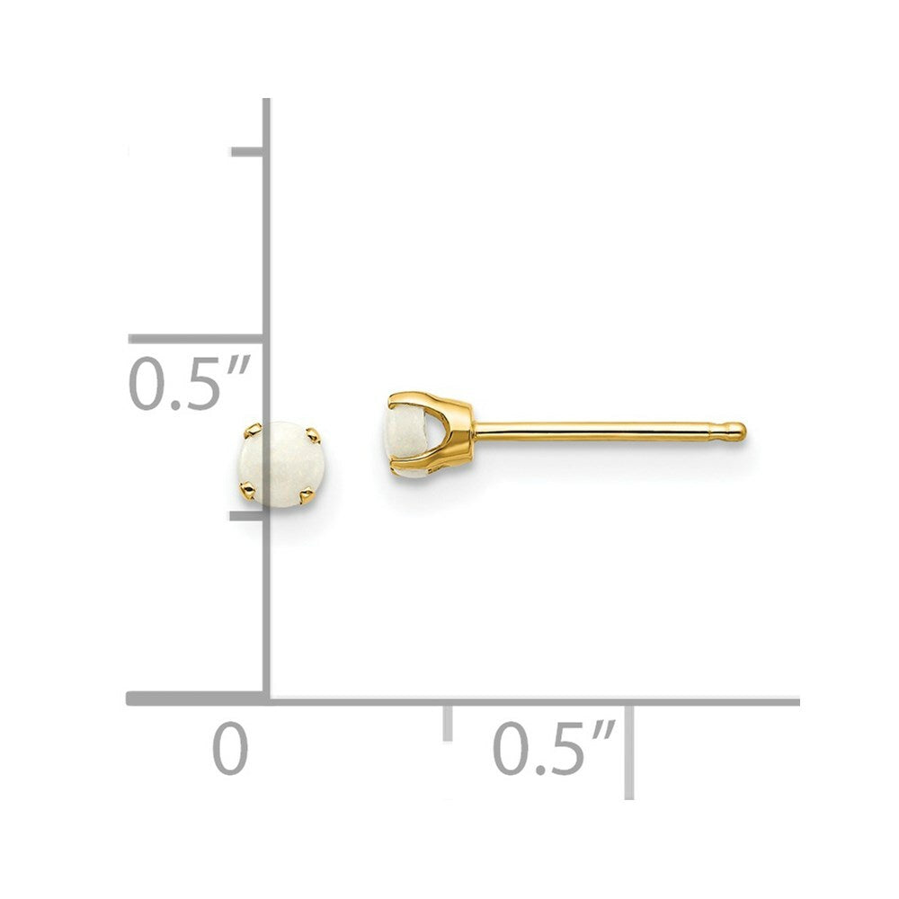 14K Yellow Gold 3mm October/Opal Post Earrings, 0.16-Carat Gemweight