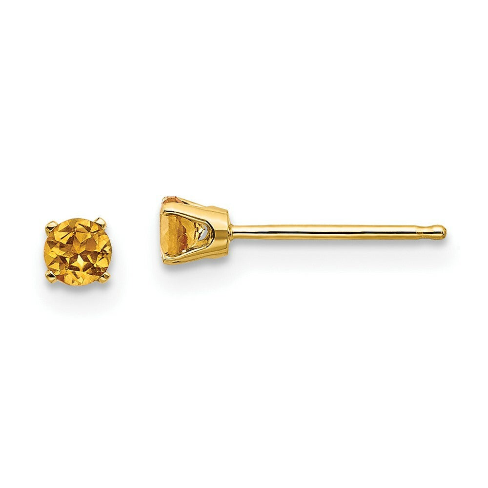 14K Yellow Gold 3mm November/Citrine Post Earrings, 1/5-Carat Gemweight