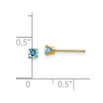 Load image into Gallery viewer, 14K Yellow Gold 3mm December/Blue Topaz Post Earrings, 1/3-Carat Gemweight
