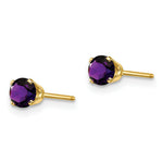 Load image into Gallery viewer, 14K Yellow Gold 4mm February/Amethyst Post Earrings, 0.46-Carat Gemweight
