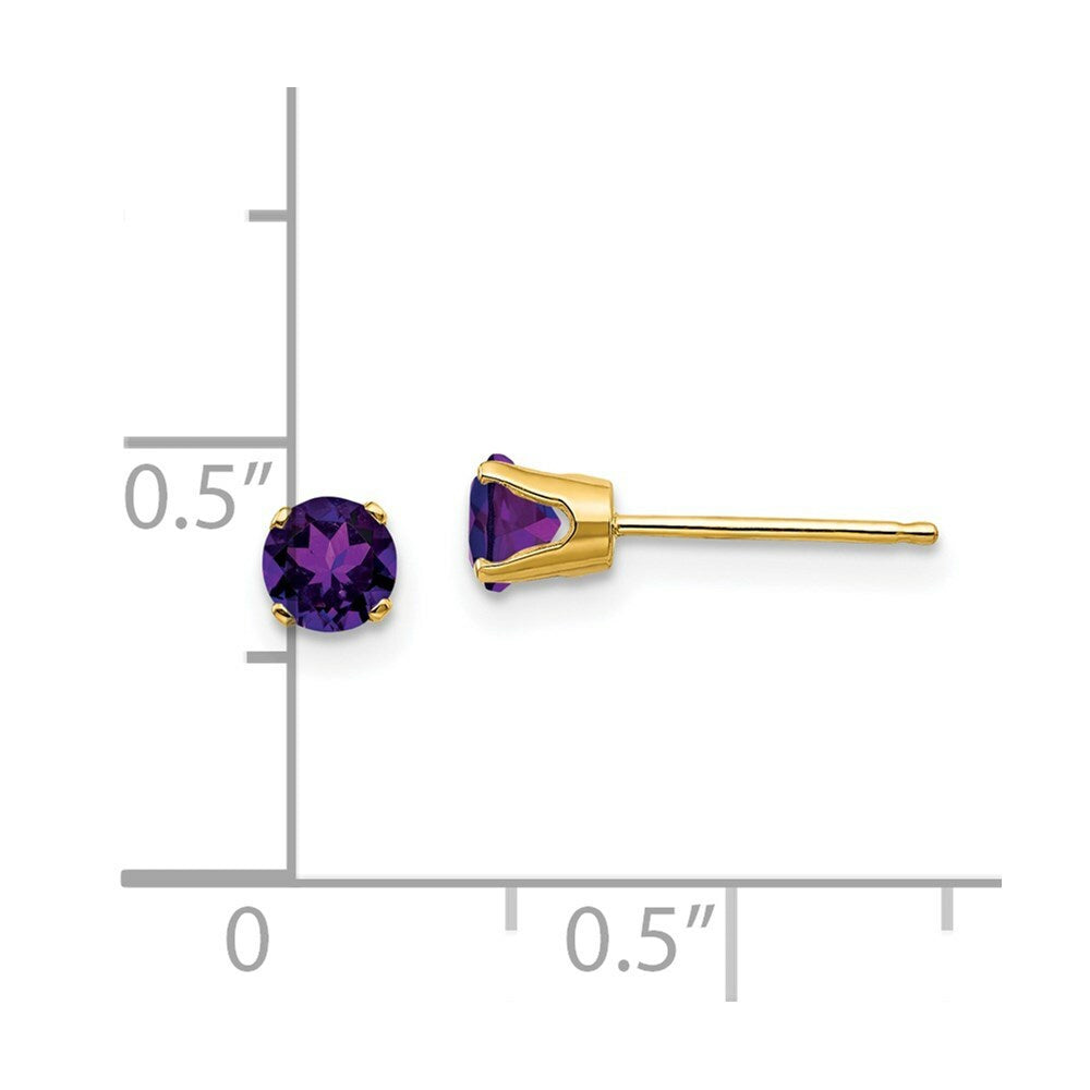 14K Yellow Gold 4mm February/Amethyst Post Earrings, 0.46-Carat Gemweight