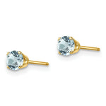 Load image into Gallery viewer, 14K Yellow Gold 4mm March/Aquamarine Post Earrings, 1/2-Carat Gemweight
