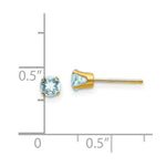Load image into Gallery viewer, 14K Yellow Gold 4mm March/Aquamarine Post Earrings, 1/2-Carat Gemweight
